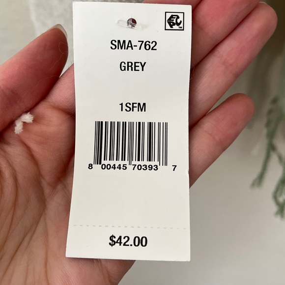 NWT Steve Madden Scarf Pashmina Fringe Multicolor Stripe Cream Sage Grey O/S - Picture 5 of 5